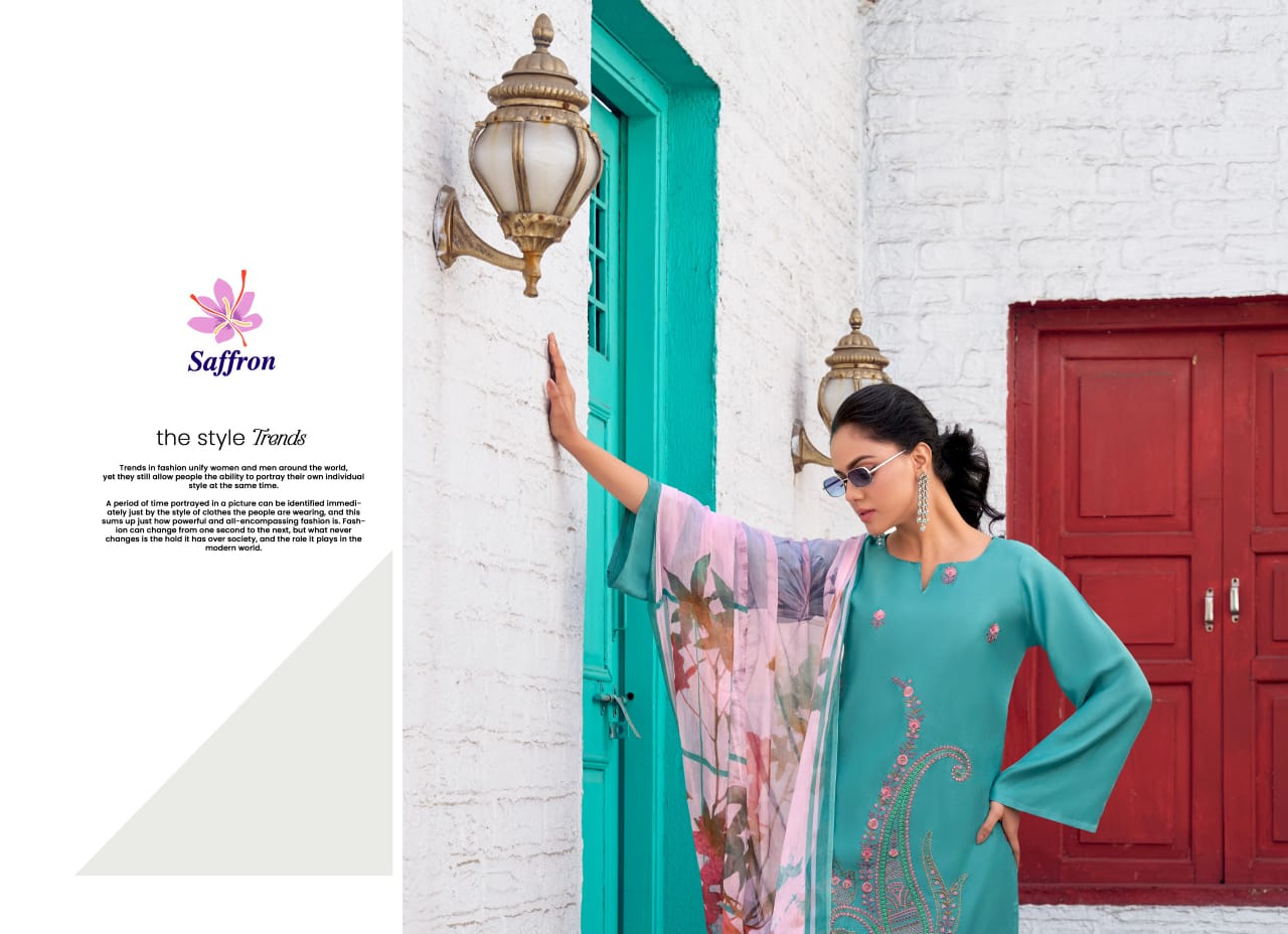 Gulnaz By Saffron Viscose Embroidery Salwar Kameez Wholesale In India